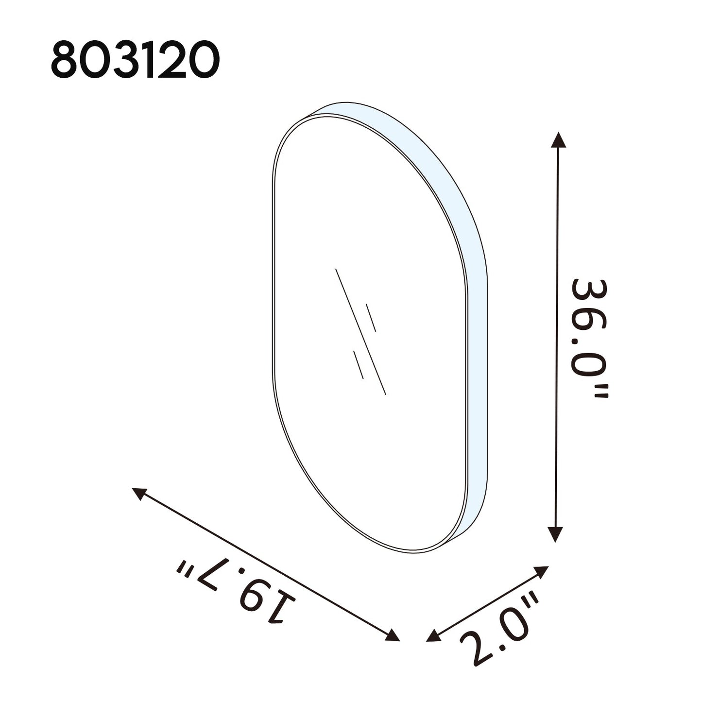 Miajadas 20 in. W x 36 in. H Oval Metal Wall Mirror in Brushed Black