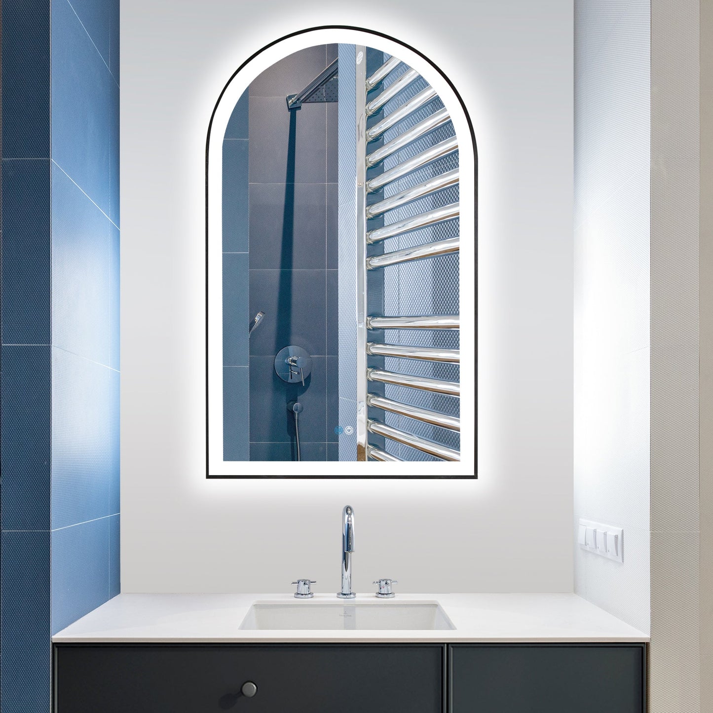 Estartit 24 in. W x 40 in. H Oval Metal Wall Mirror