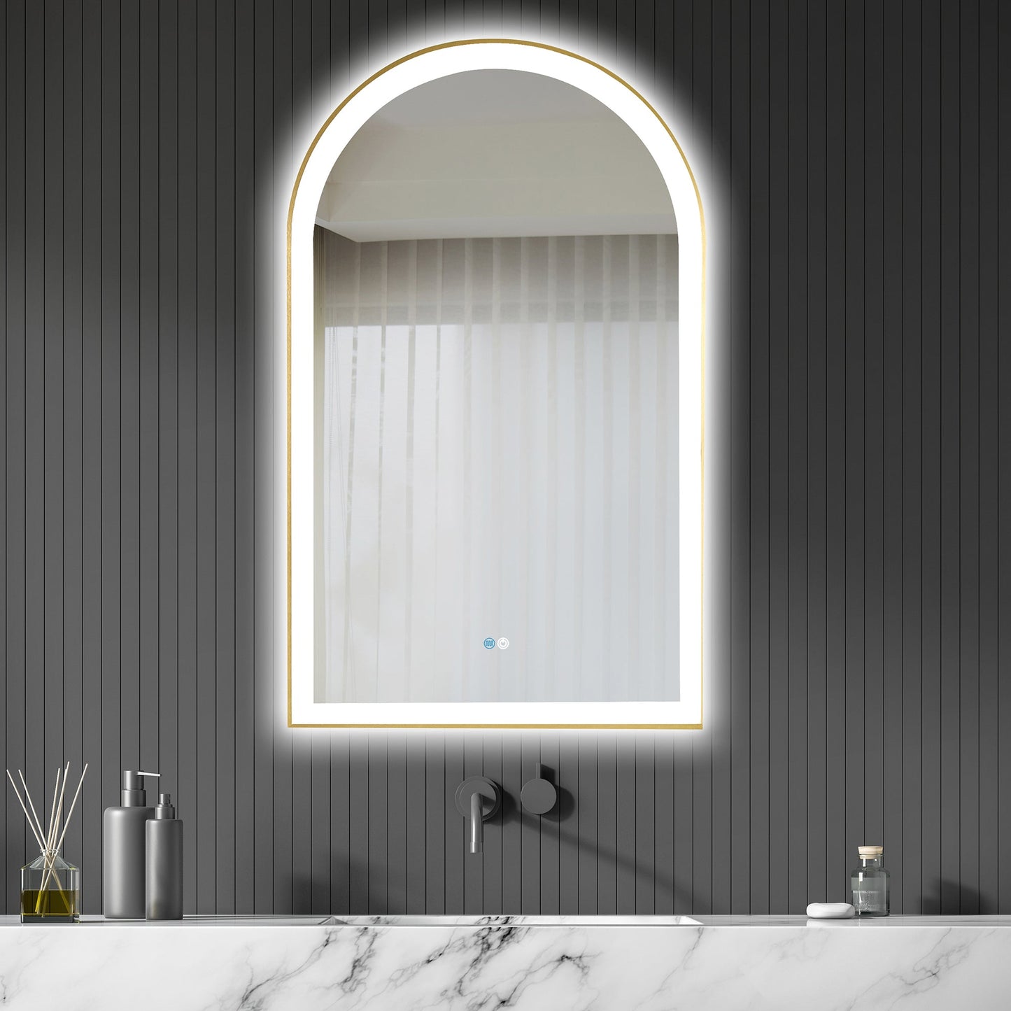 Estartit 24 in. W x 40 in. H Oval Metal Wall Mirror