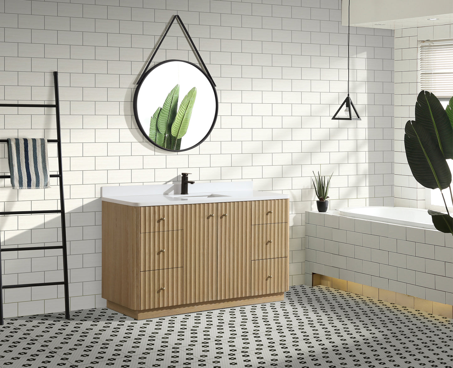 La Jolla 55" Bathroom Vanity Washed Oak