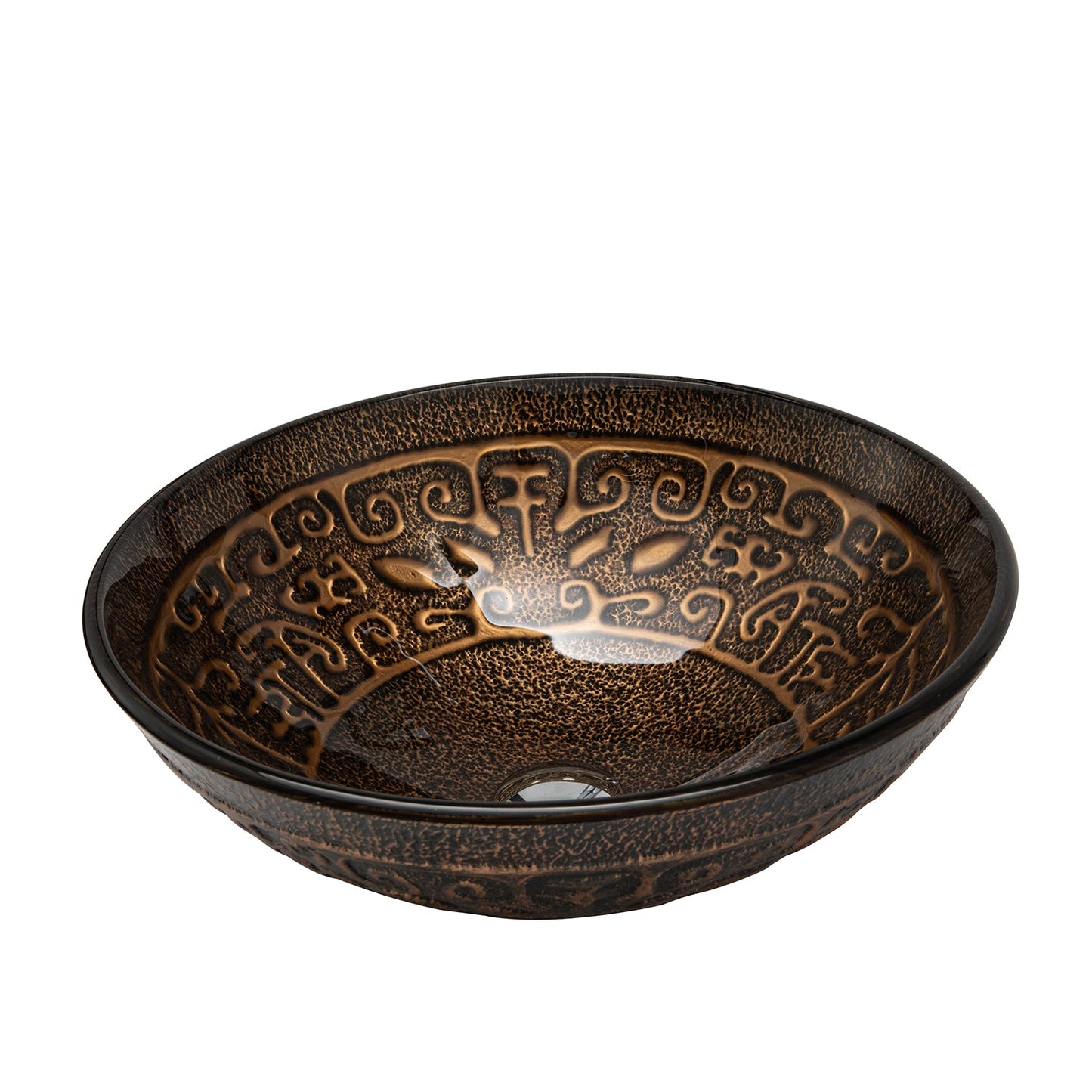 Enna Bronze Glass Circular Vessel Bathroom Sink without Faucet