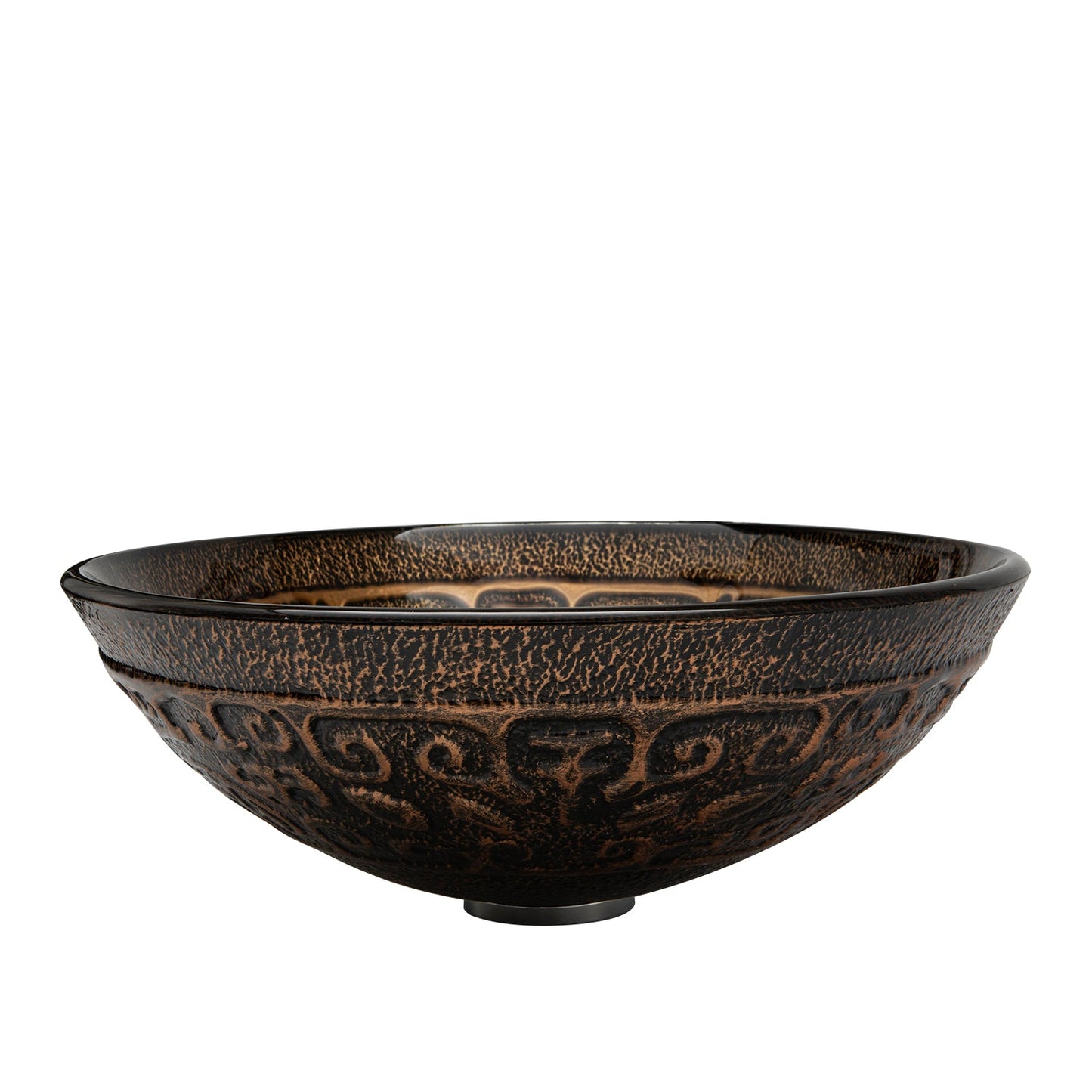 Enna Bronze Glass Circular Vessel Bathroom Sink without Faucet