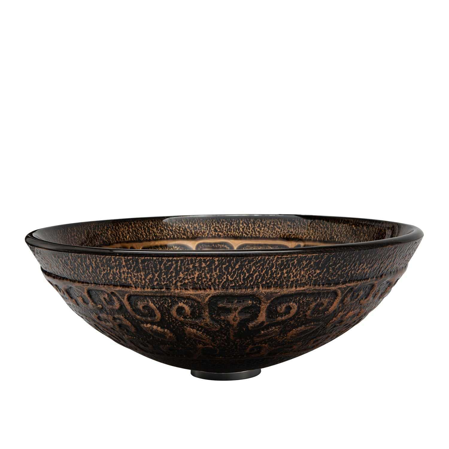 Enna Bronze Glass Circular Vessel Bathroom Sink without Faucet