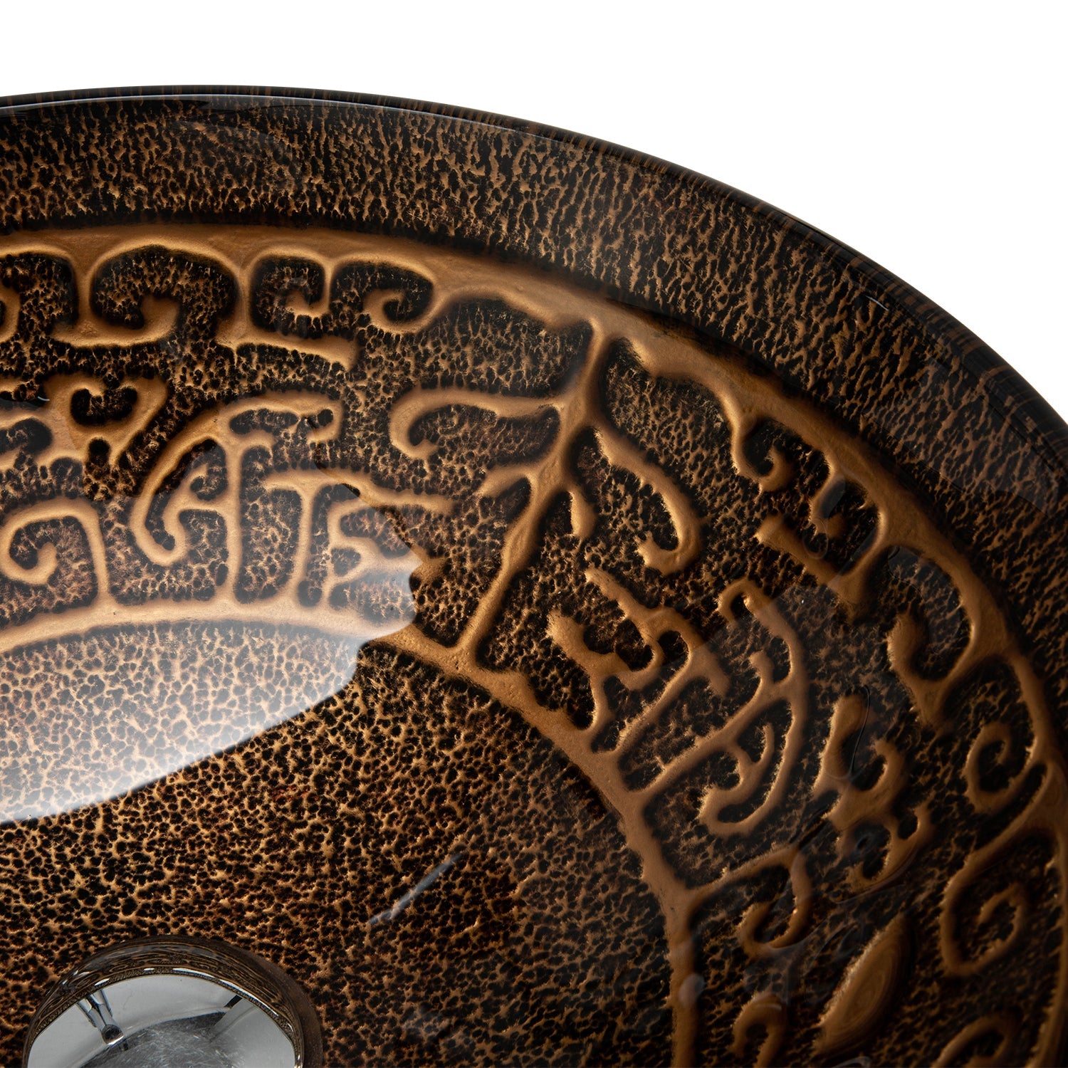 Enna Bronze Glass Circular Vessel Bathroom Sink without Faucet