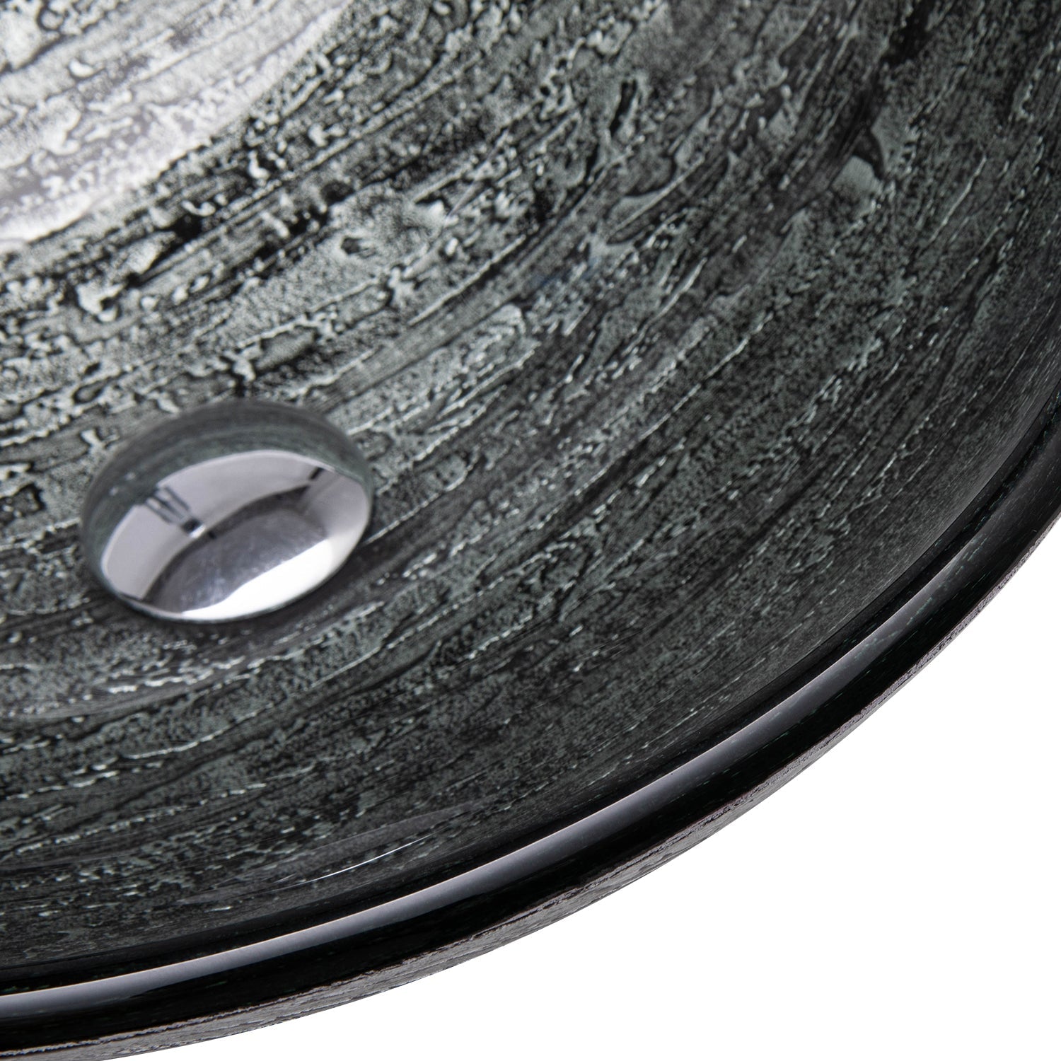 Enna Black Tree Bark Glass Circular Vessel Bathroom Sink without Faucet