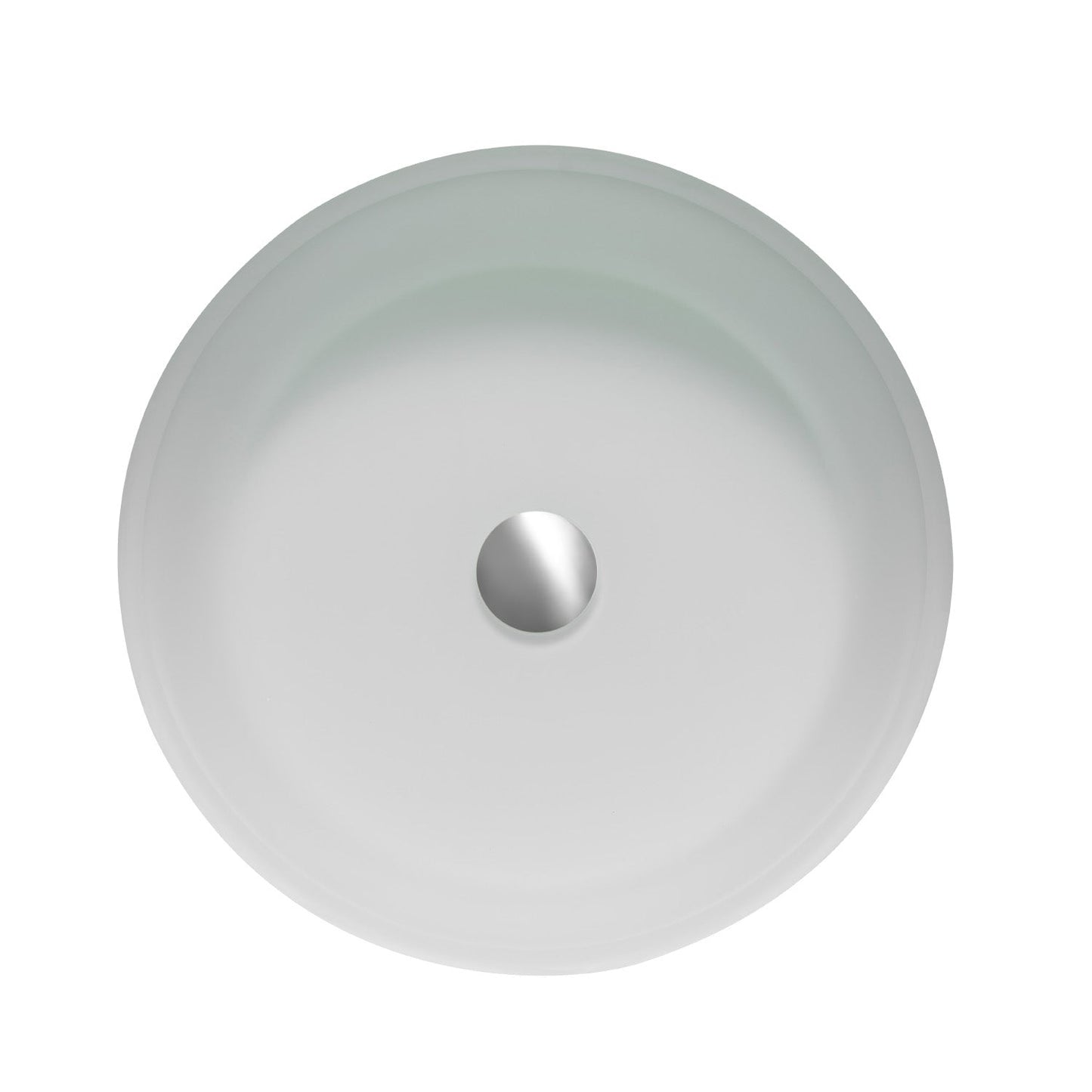 Ferrol Tempered Glass Circular White Vessel Bathroom Sink without Faucet