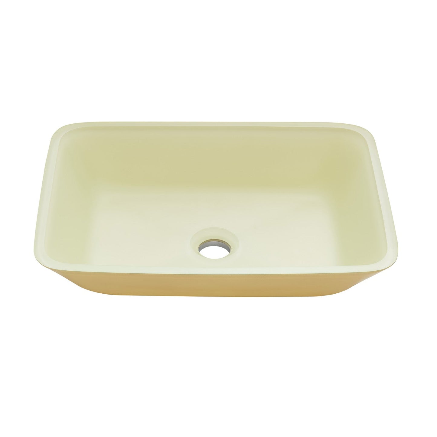 Tudela Glass Rectangular Vessel Bathroom Sink without Faucet, Matte White