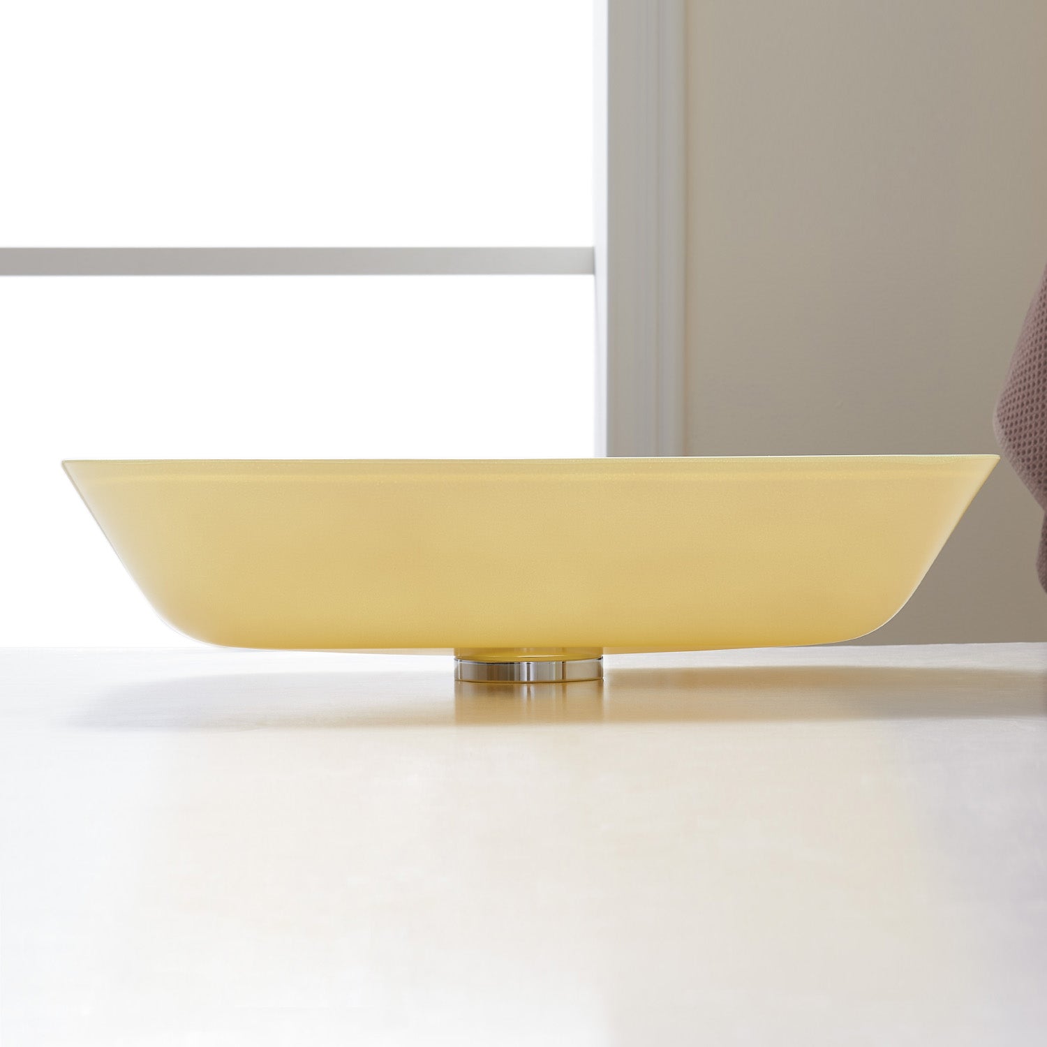Tudela Glass Rectangular Vessel Bathroom Sink without Faucet, Matte White