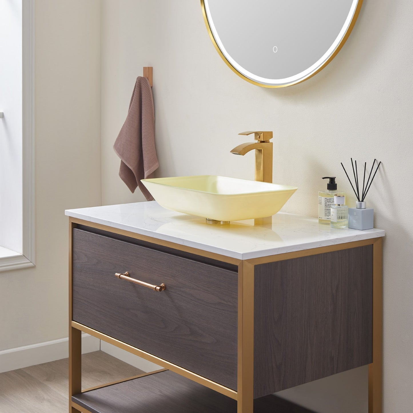Tudela Glass Rectangular Vessel Bathroom Sink without Faucet, Matte White