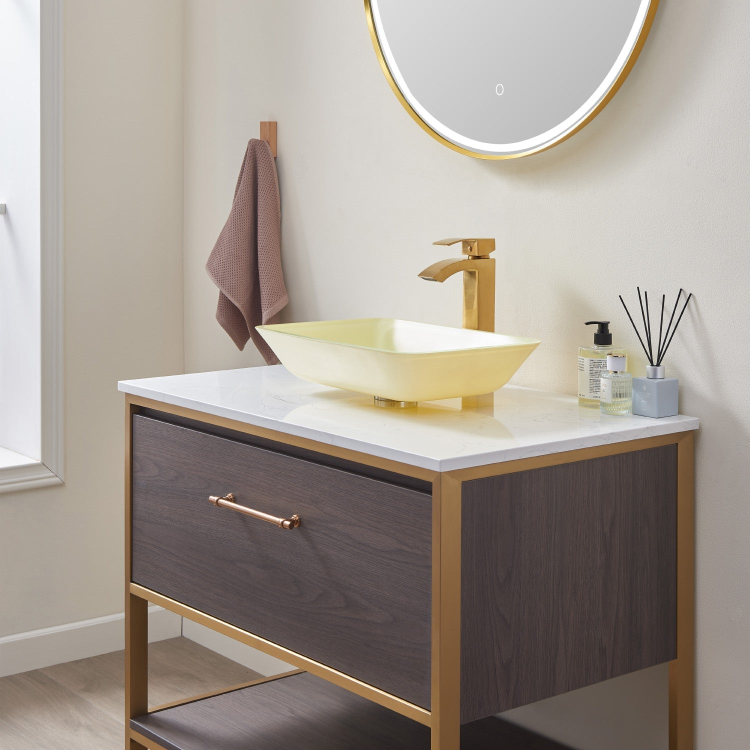 Tudela Glass Rectangular Vessel Bathroom Sink without Faucet, Matte White