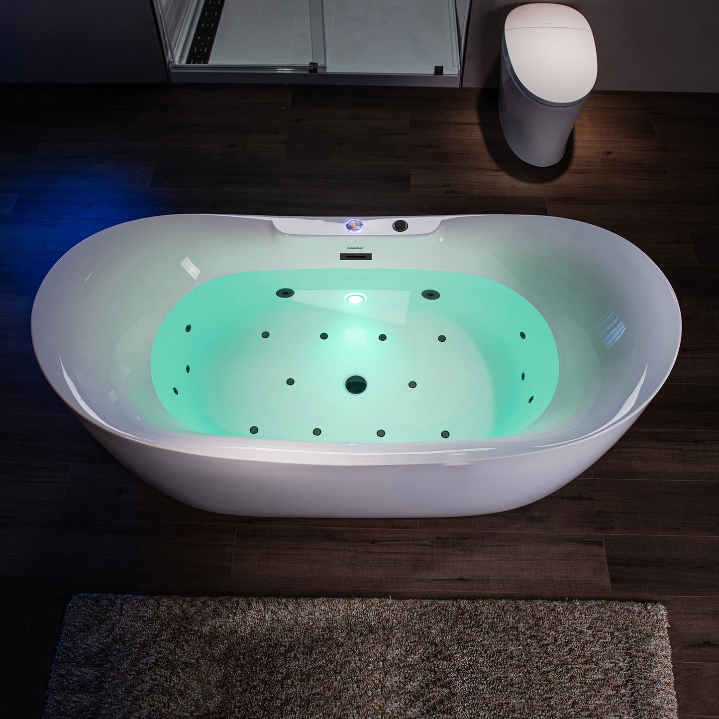 72" x 35-3/8" Whirlpool and Air Bath Heated Soaking Combination Tub with Adjustable Speed Air Blower and Display Control Panel, Matte Black Finish Trim and Drain Kit, BM400