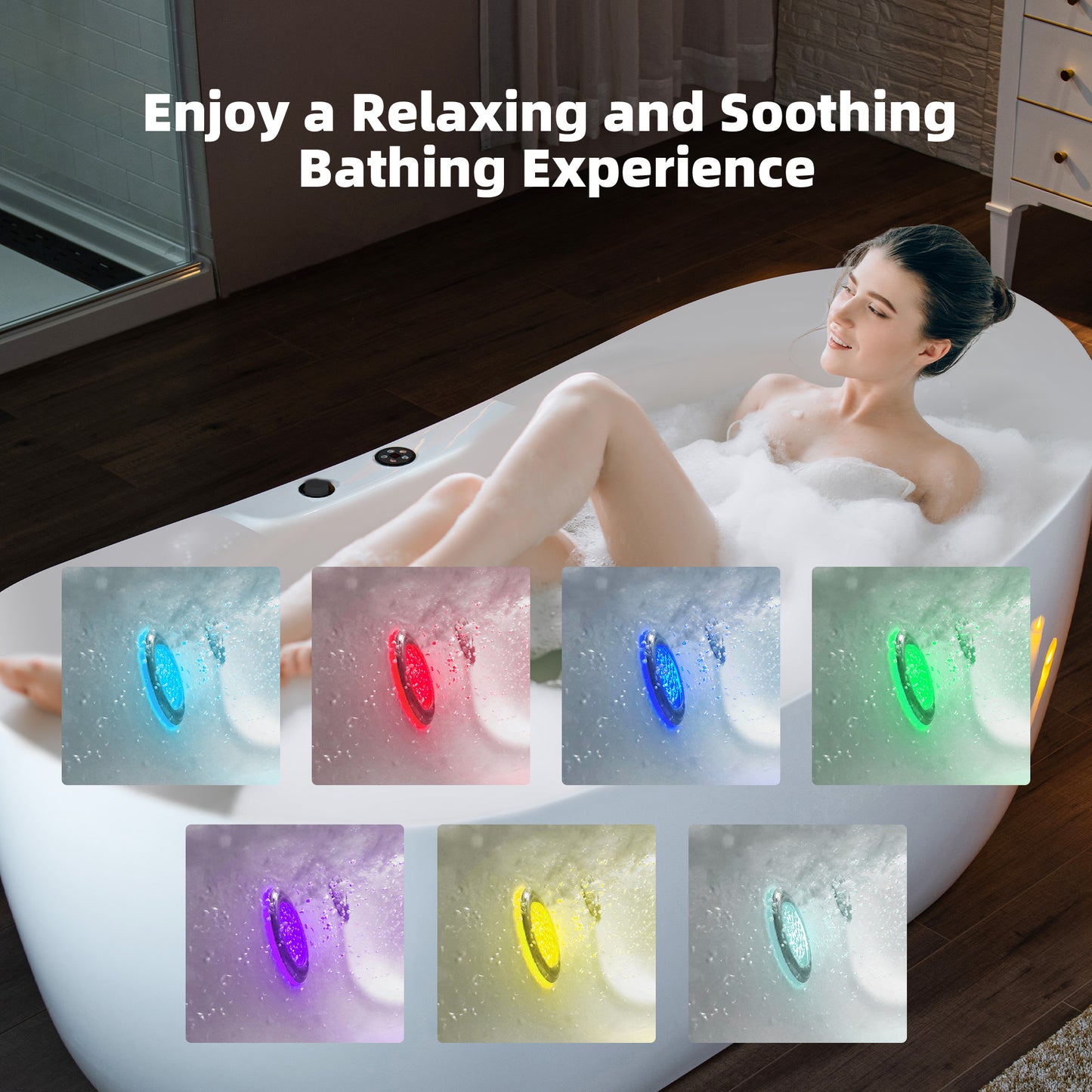 72" x 35-3/8" Whirlpool and Air Bath Heated Soaking Combination Tub with Adjustable Speed Air Blower and Display Control Panel, Matte Black Finish Trim and Drain Kit, BM400