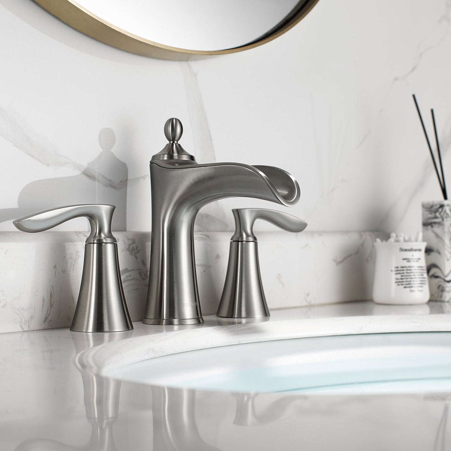 Ukiah Two Handle 8" Widespread Bathroom Faucet, Nickel Finish