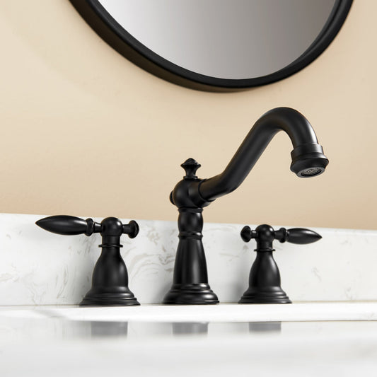 Corella Widespread Bathroom Basin Sink Faucet in Matte Black finish