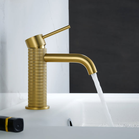 Mendavia Single-Handle Basin Bathroom Faucet in Brushed Gold