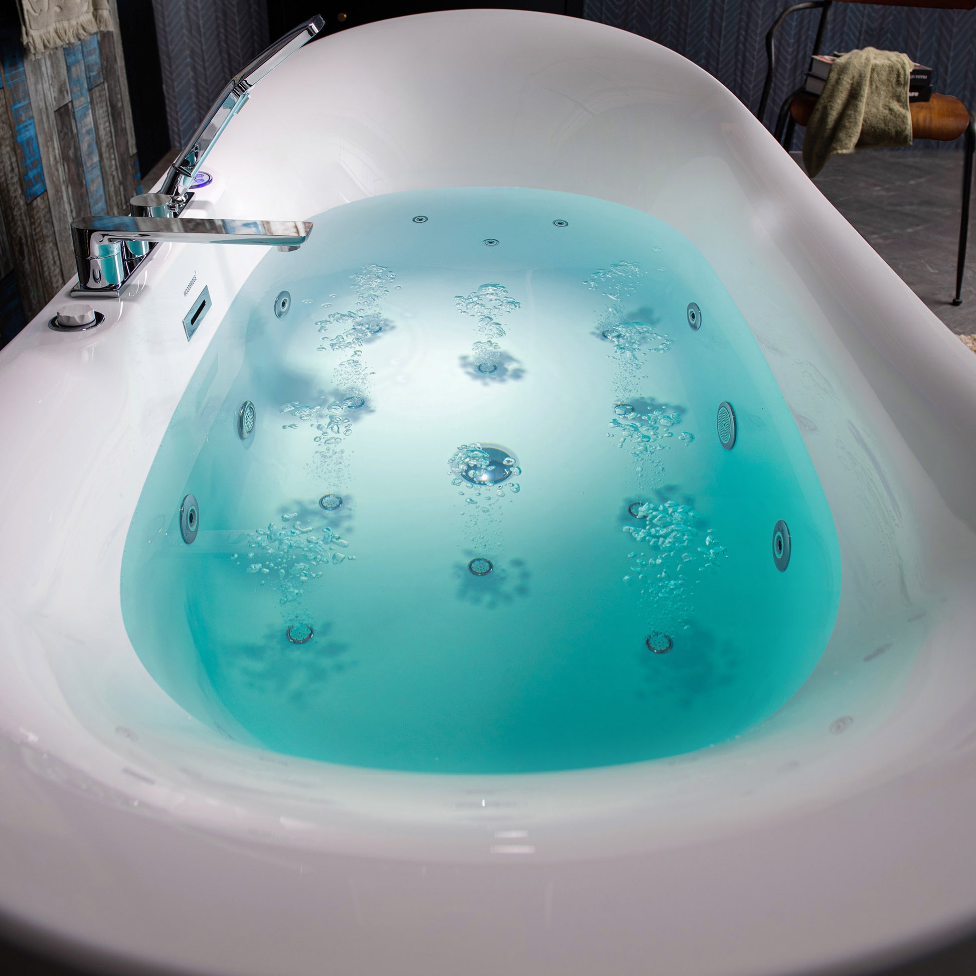 WOODBRIDGE 72" x 35-3/8" Whirlpool Water Jetted and Air Bubble Freestanding Heated Soaking Combination Bathtub with Tub Filler and LED control panel , BJ400+F0041CH