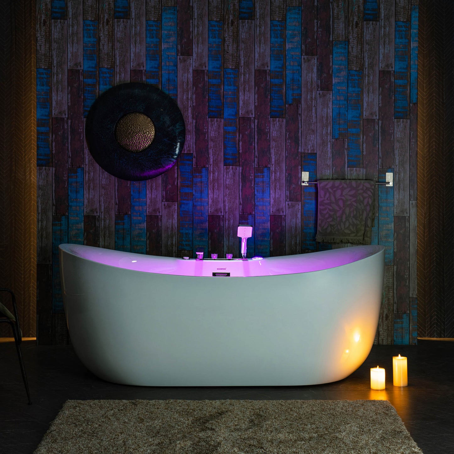 WOODBRIDGE 72" x 35-3/8" Whirlpool Water Jetted and Air Bubble Freestanding Heated Soaking Combination Bathtub with Tub Filler and LED control panel , BJ400+F0041CH