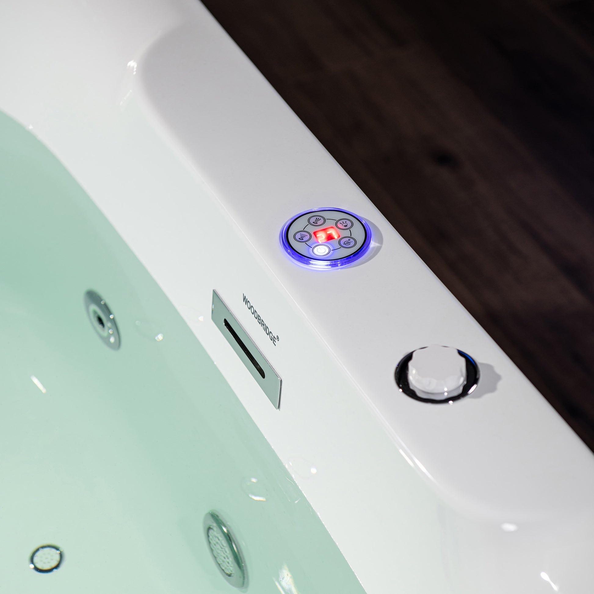 WOODBRIDGE 72" x 35-3/8" Whirlpool Water Jetted and Air Bubble Freestanding Heated Soaking Combination Bathtub with LED control panel , BJ400