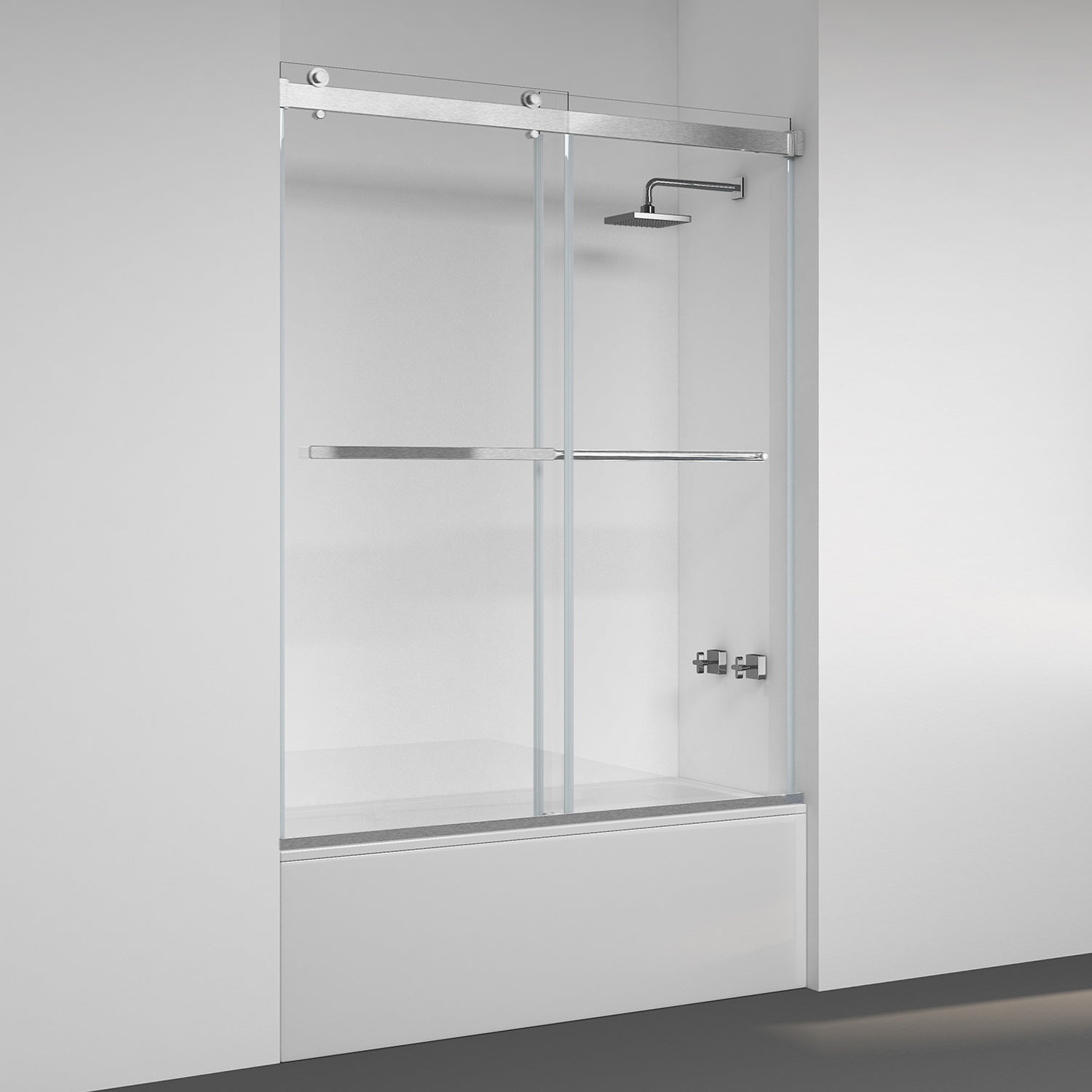 Spezia Double Sliding Frameless Tub Door- 60" W x 58" H