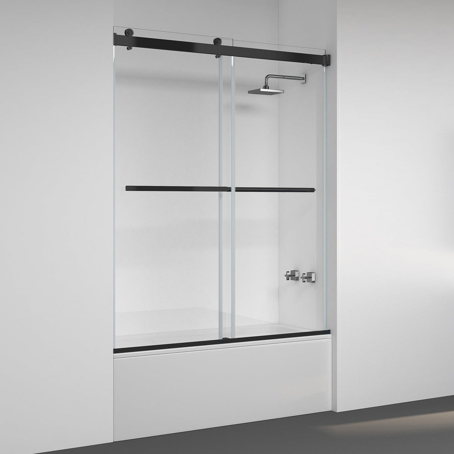 Spezia Double Sliding Frameless Tub Door- 60" W x 58" H