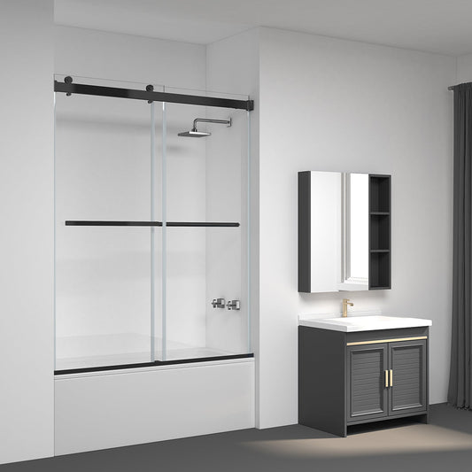 Spezia Double Sliding Frameless Tub Door- 60" W x 58" H