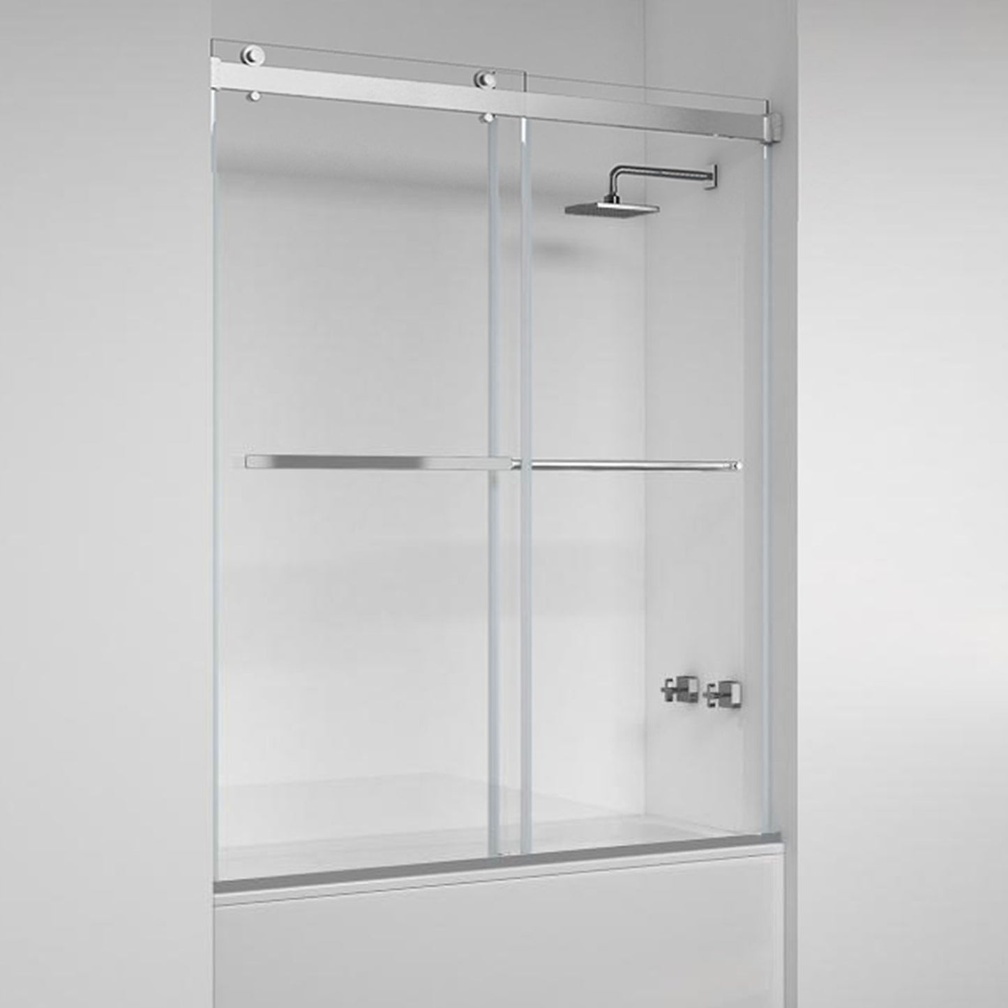 Spezia Double Sliding Frameless Tub Door- 60" W x 58" H