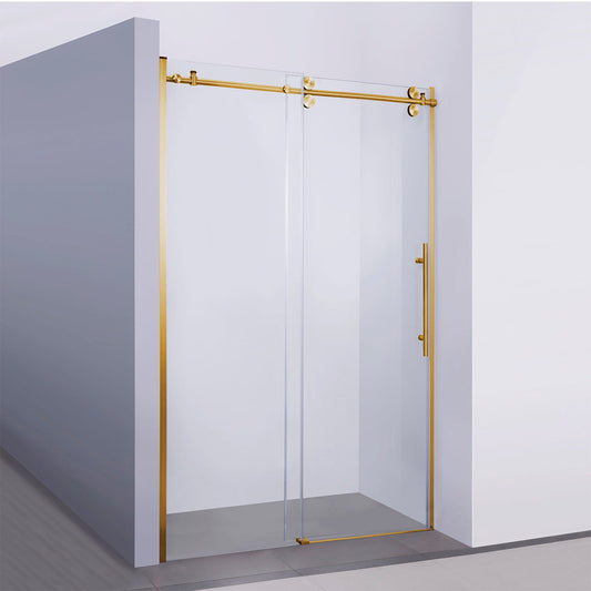 Massa Single Sliding Frameless Shower Door in Brushed Gold