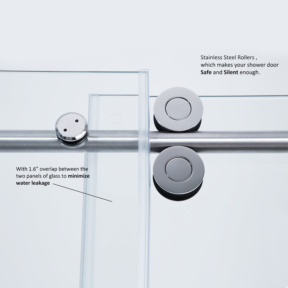 Massa Single Sliding Frameless Shower Door in Brushed Gold