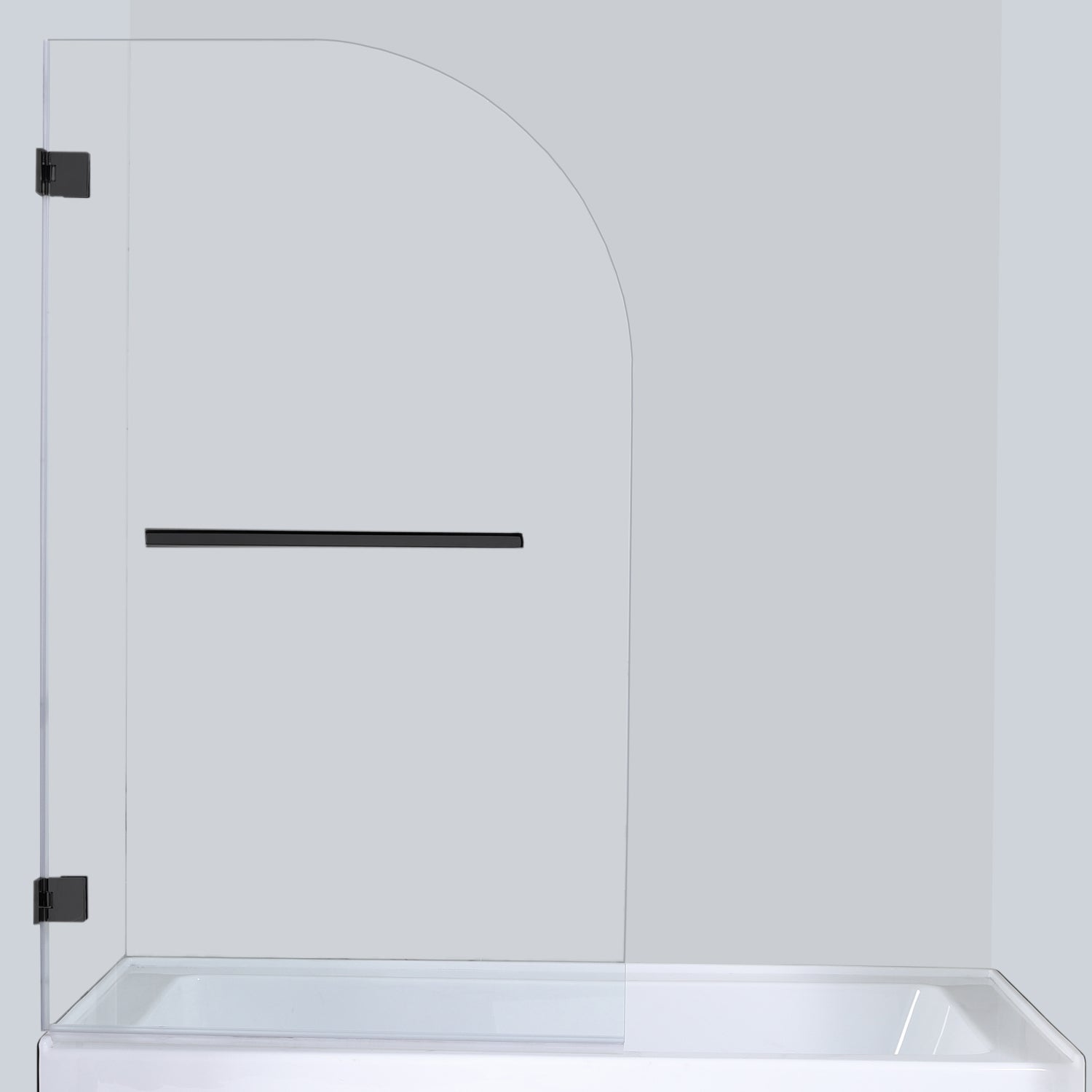 Napoli 34" W x 58" H Hinged Frameless Tub Door in Matte Black