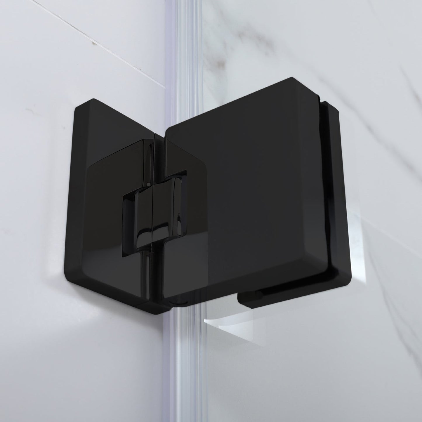 Napoli 34" W x 58" H Hinged Frameless Tub Door in Matte Black