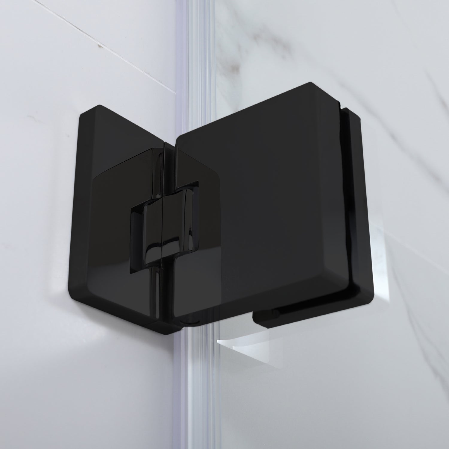 Napoli 34" W x 58" H Hinged Frameless Tub Door in Matte Black