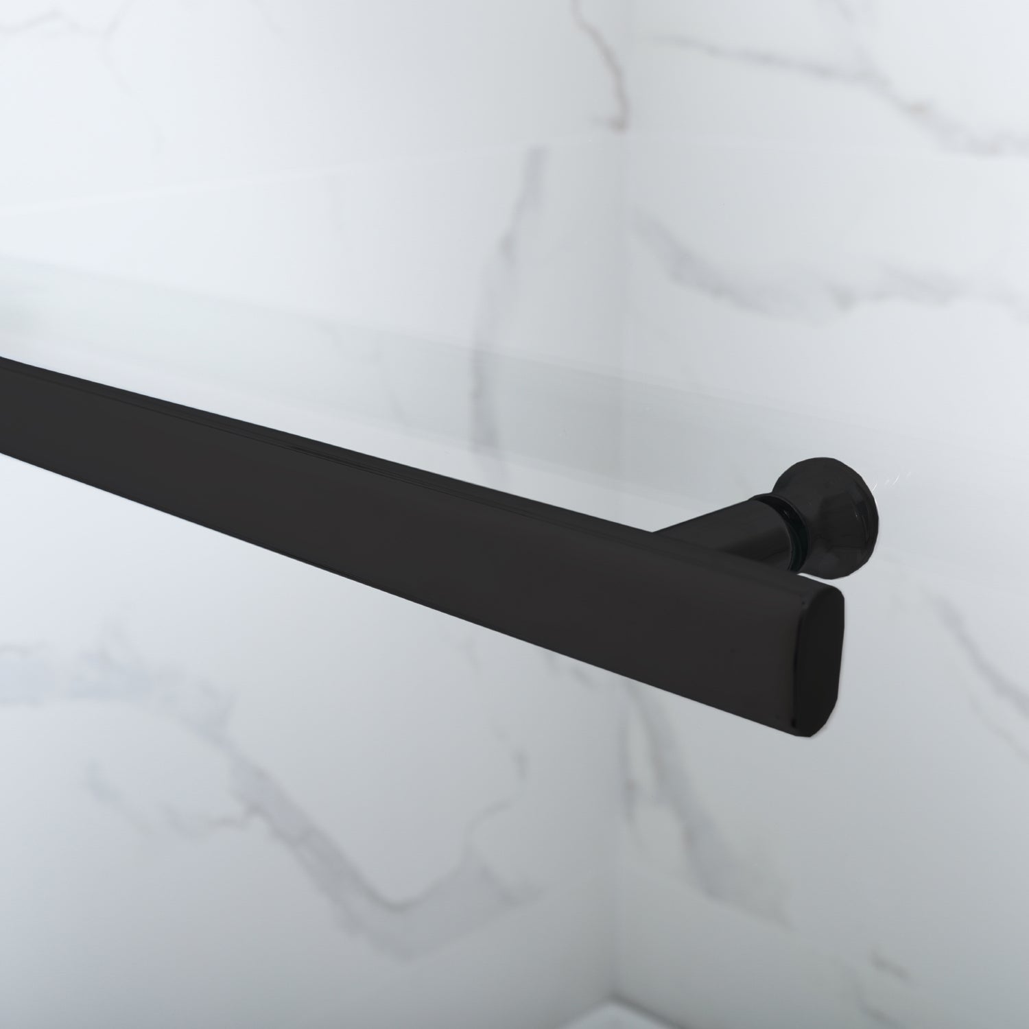 Napoli 34" W x 58" H Hinged Frameless Tub Door in Matte Black