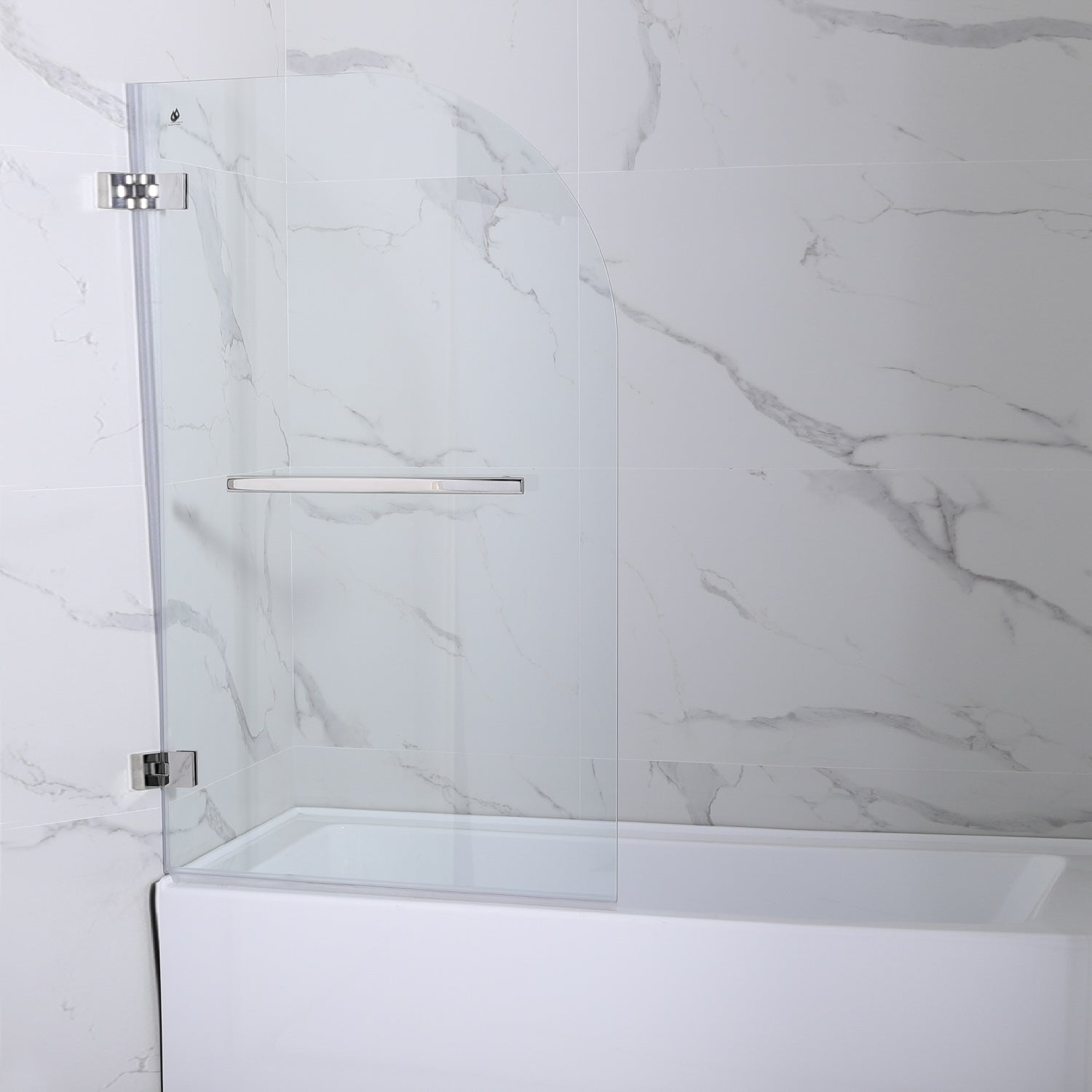 Napoli 34" W x 58" H Hinged Frameless Tub Door in Matte Black