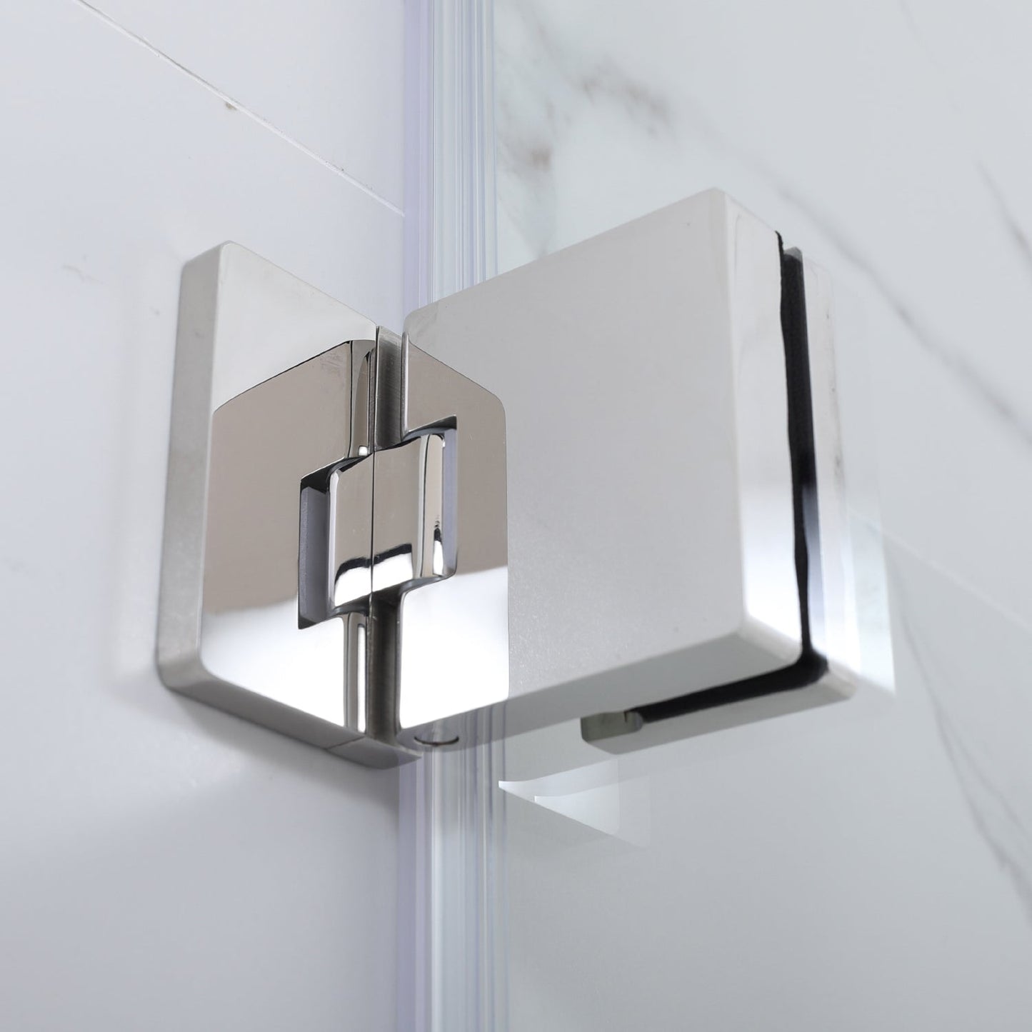 Napoli 34" W x 58" H Hinged Frameless Tub Door in Matte Black