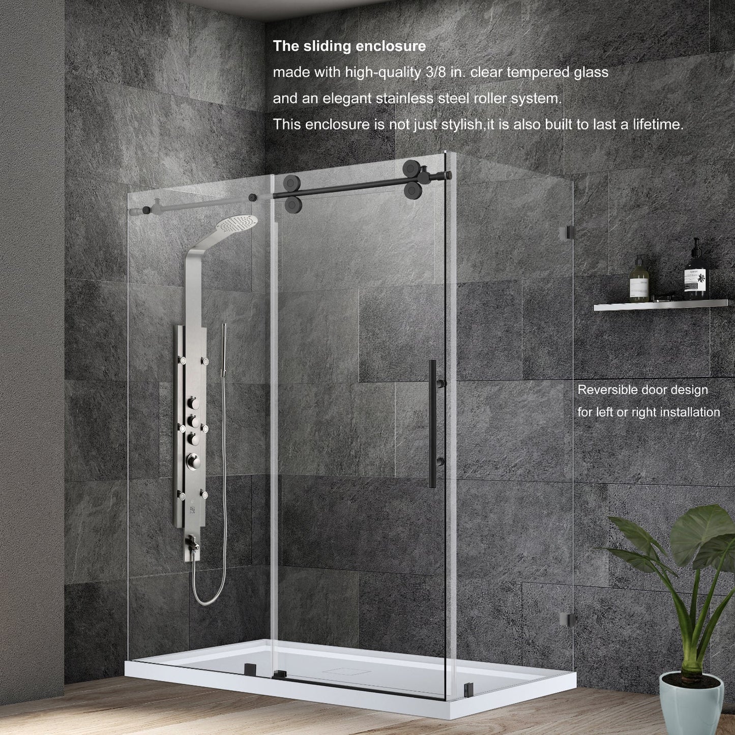 Villena Single Sliding Frameless Shower Door