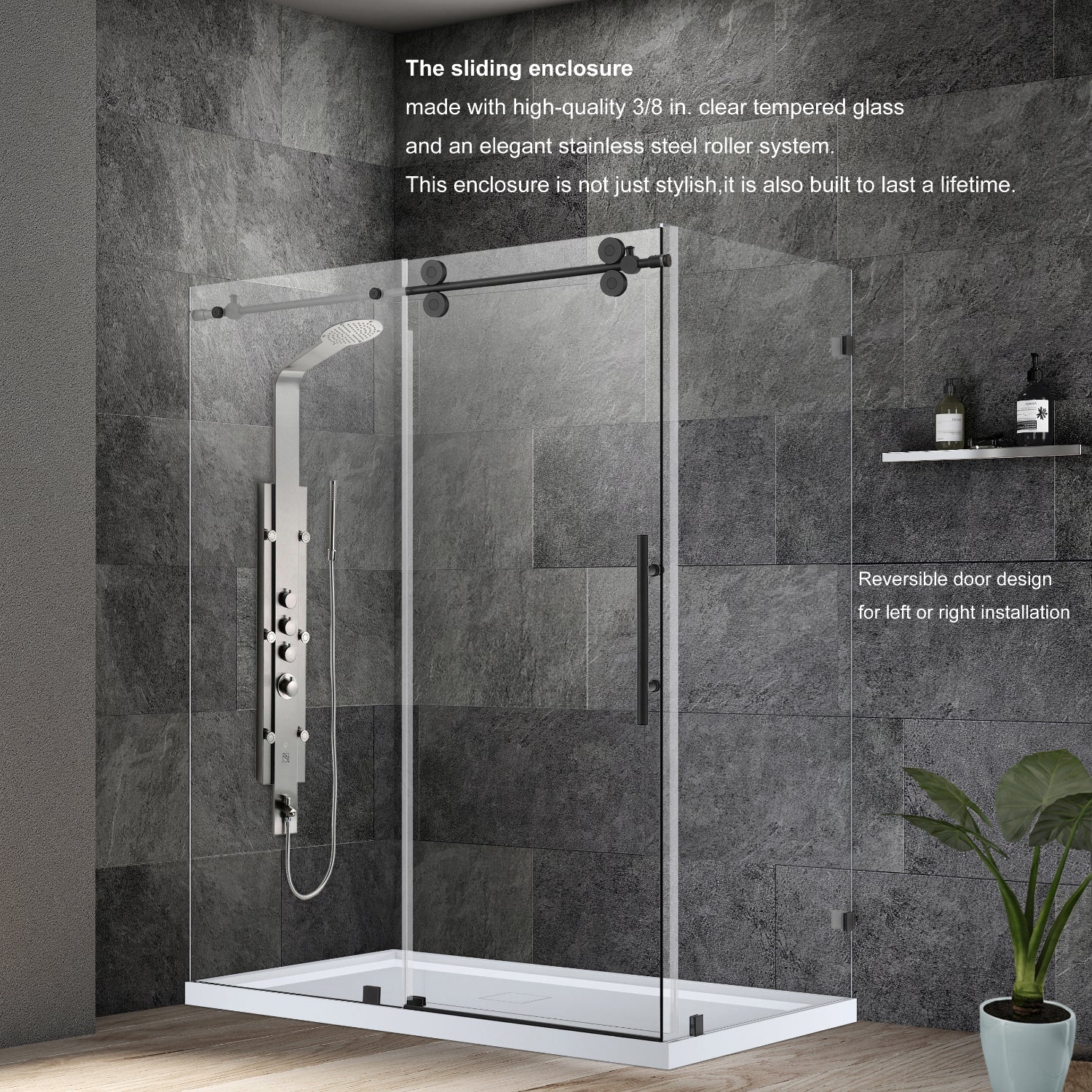 Villena Single Sliding Frameless Shower Door