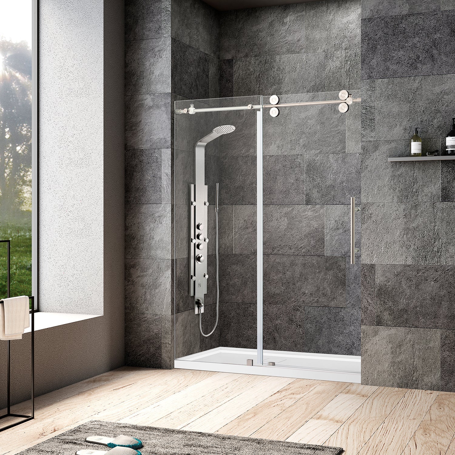 Villena Single Sliding Frameless Shower Door