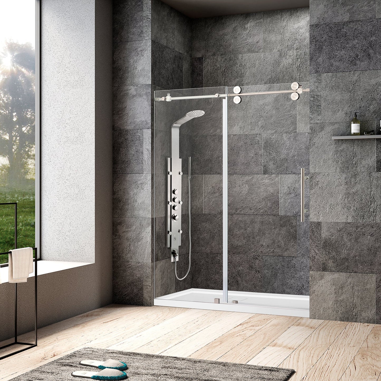Villena Single Sliding Frameless Shower Door
