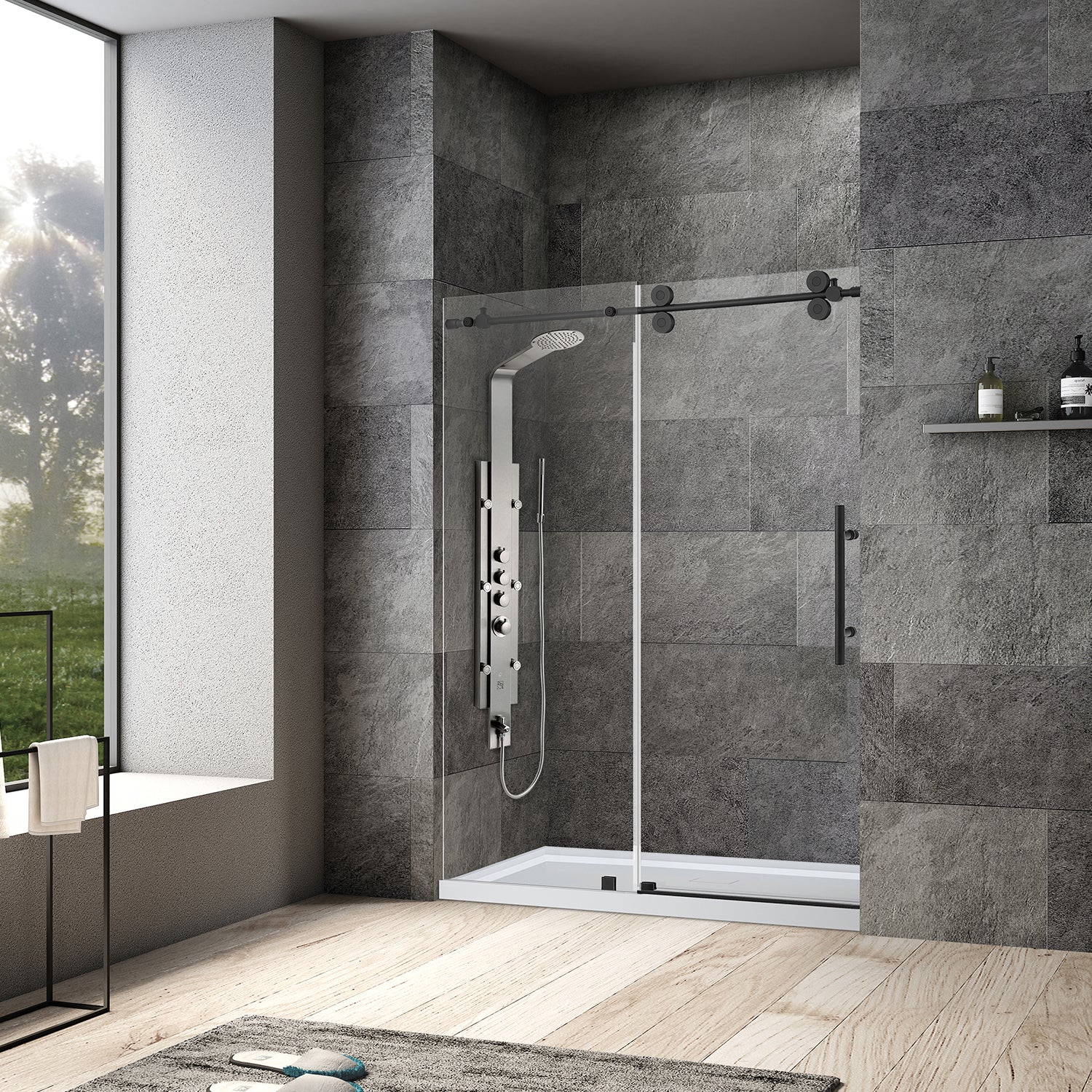 Villena Single Sliding Frameless Shower Door