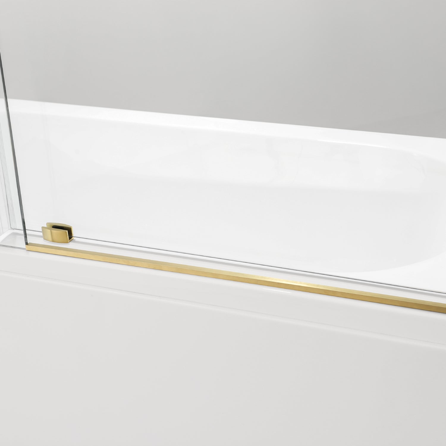 Villena Single Sliding Frameless Tub Door in Brushed Gold - 60" W x 58" H
