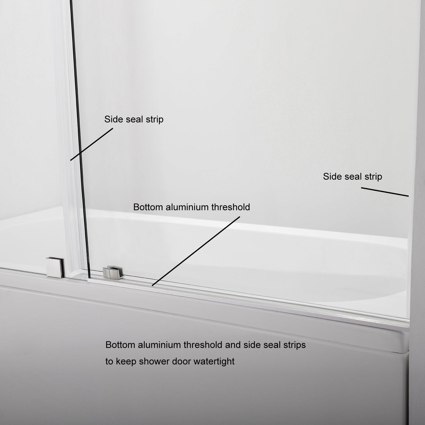 Villena Single Sliding Frameless Tub Door in Brushed Gold - 60" W x 58" H