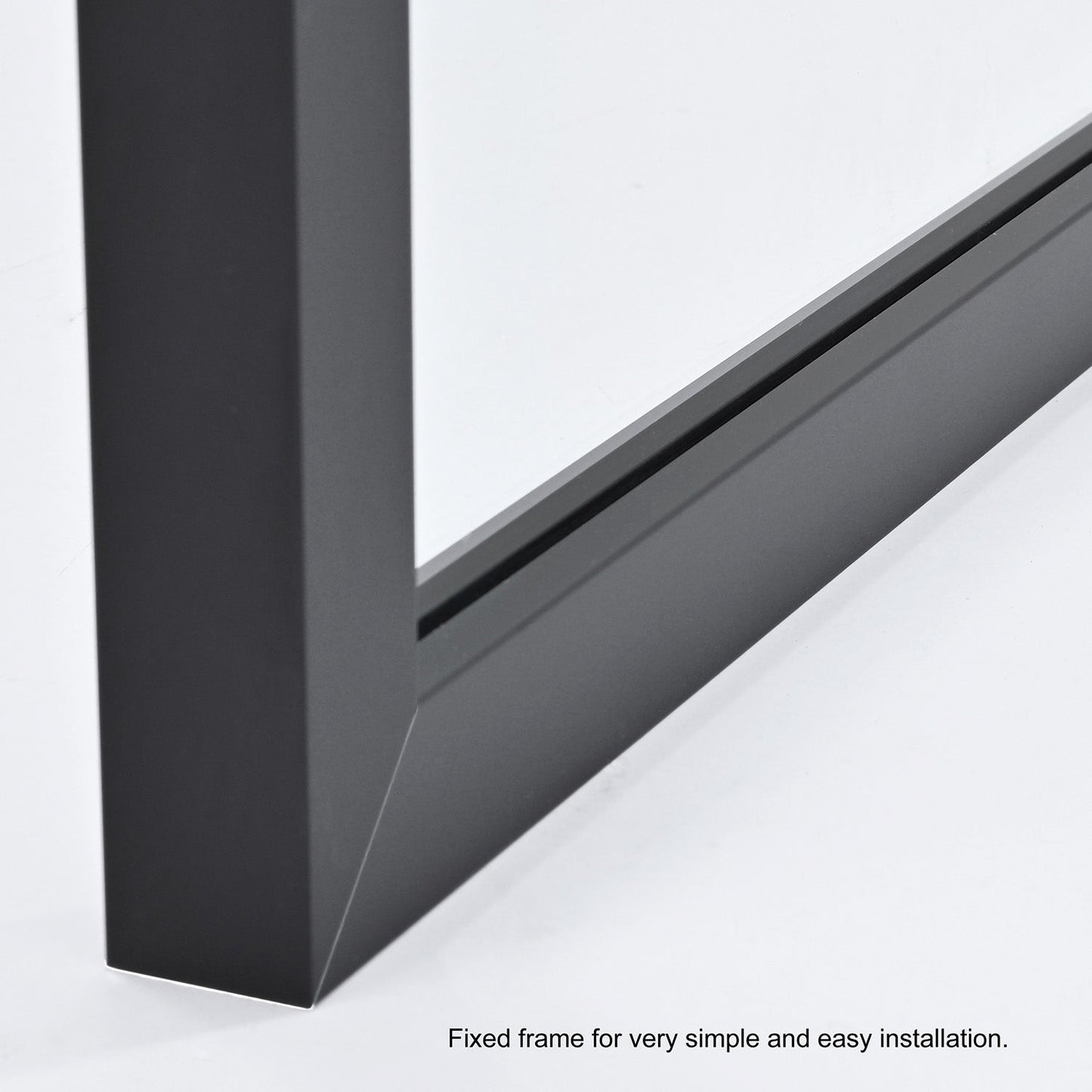 Azpeitia 34" W x 74" H Framed Fixed Glass Panel in Matte Black