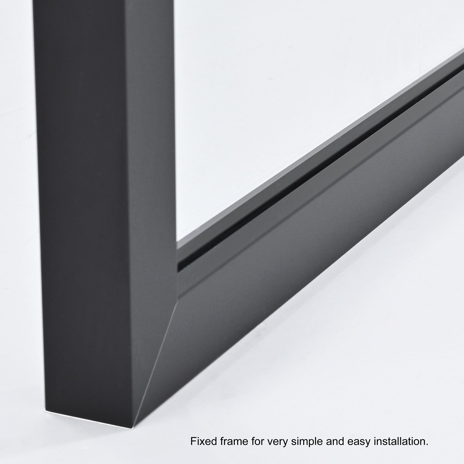 Azpeitia 34" W x 74" H Framed Fixed Glass Panel in Matte Black