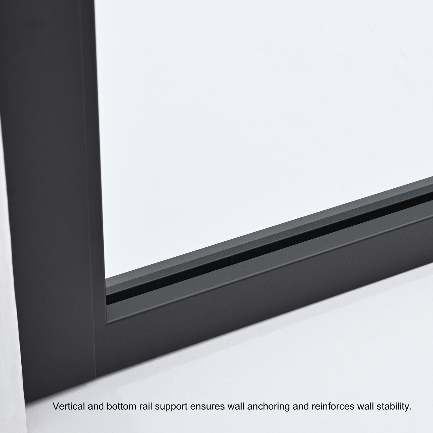 Azpeitia 34" W x 74" H Framed Fixed Glass Panel in Matte Black