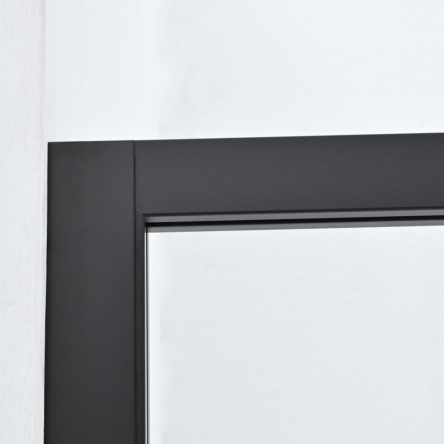 Azpeitia 34" W x 74" H Framed Fixed Glass Panel in Matte Black