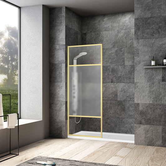 Tafalla 34" W x 74" H Frameless Fixed Glass Panel