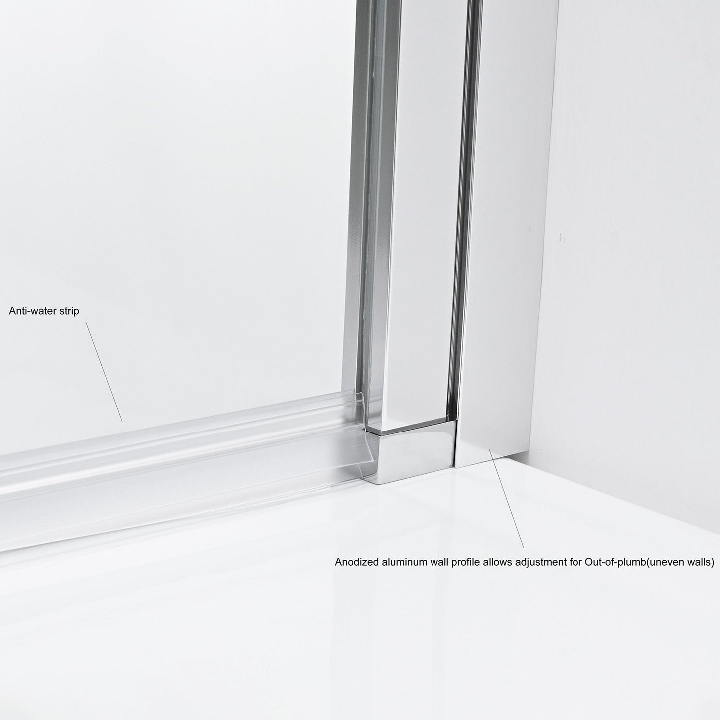 Olivenza Hinged Frameless Tub Door - 31" W x 55" H