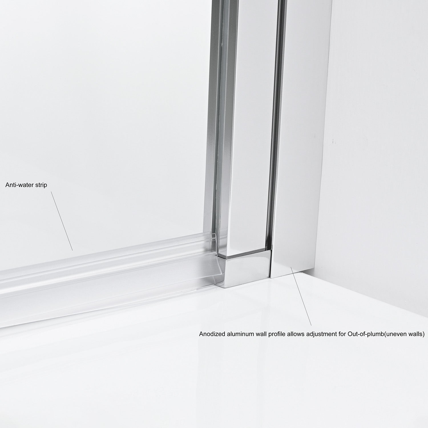 Olivenza Hinged Frameless Tub Door - 31" W x 55" H