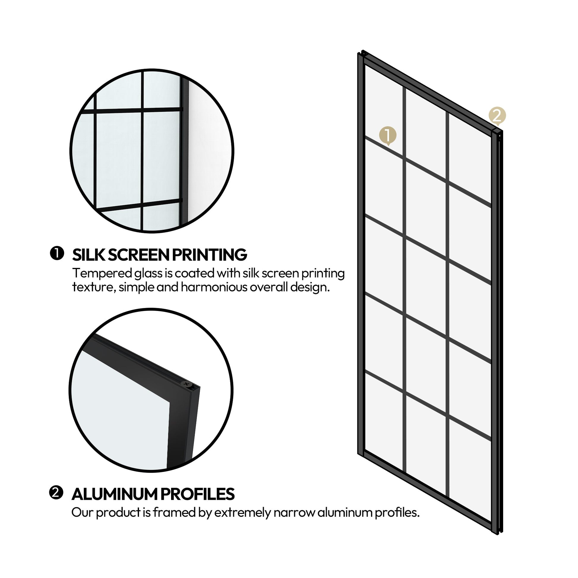 Puente 34" W x 78" H Fixed Single Panel Frameless Shower Door in Matte Black with Clear Glass