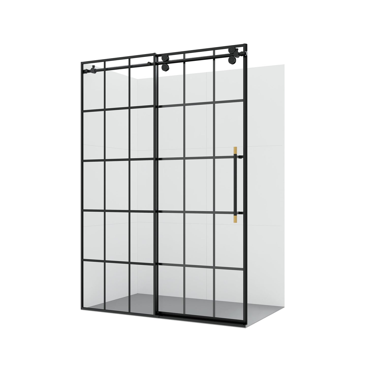 Puente Single Sliding Frameless Shower Door in Matte Black